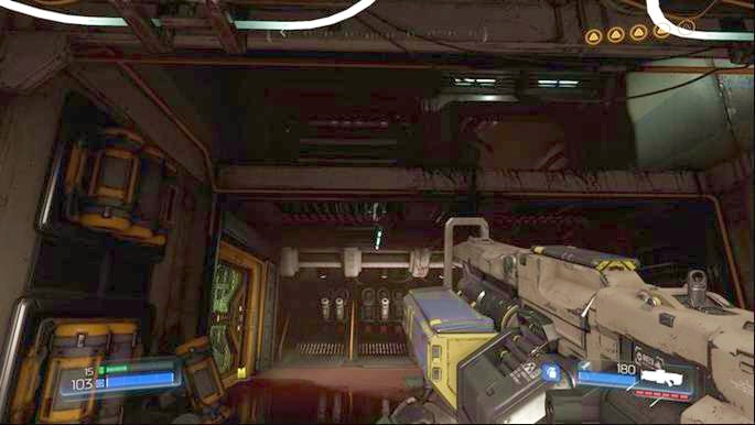 Before you go further down, first go back to the entrance and jump one floor above - Doom: Destroyed Argent Facility Walkthrough - Doom: Walkthrough - Doom Game Guide & Walkthrough