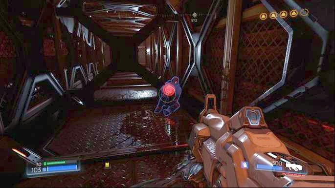 Turn around after jumping down and enter the corridor in front of you - Doom: Destroyed Argent Facility Walkthrough - Doom: Walkthrough - Doom Game Guide & Walkthrough