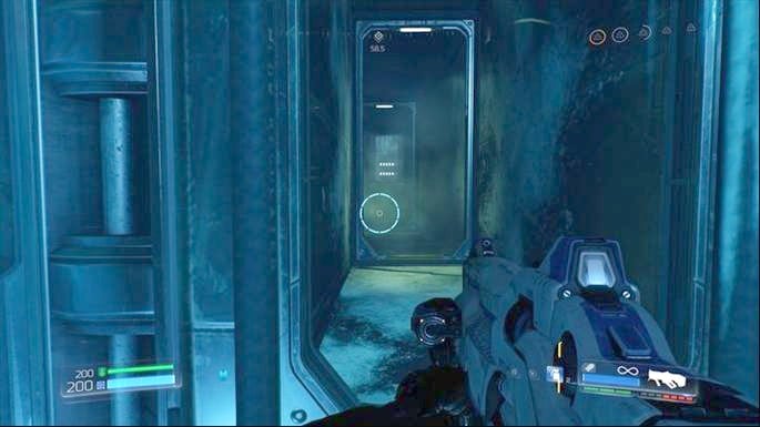 Pick it up and then climb up and enter the corridor on the opposite end of the sidewalk - Doom: VEGA Central Processing Walkthrough - Doom: Walkthrough - Doom Game Guide & Walkthrough