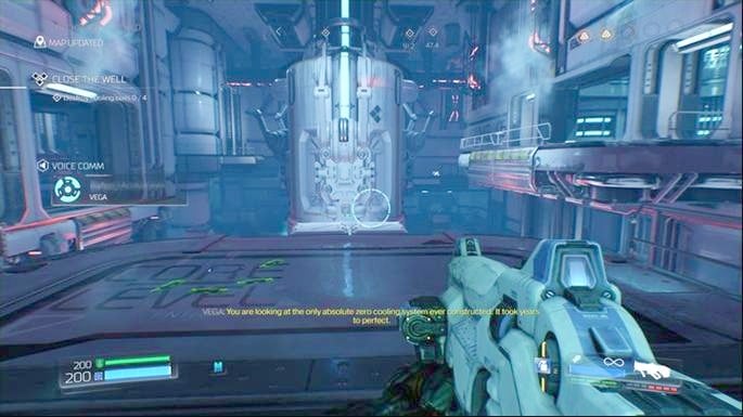 Behind the door you will find the cooling center you are looking for - Doom: VEGA Central Processing Walkthrough - Doom: Walkthrough - Doom Game Guide & Walkthrough