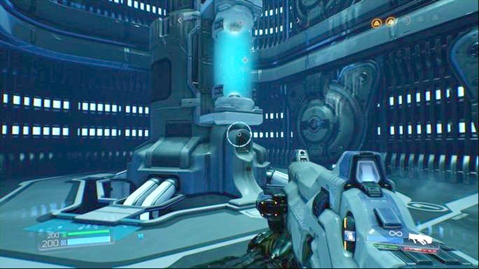 Now your objective is to destroy four blue spirals - Doom: VEGA Central Processing Walkthrough - Doom: Walkthrough - Doom Game Guide & Walkthrough