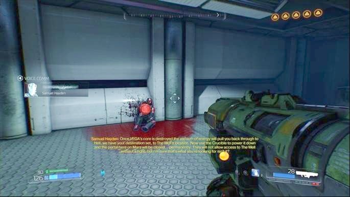 Go to the platform on the other end of the room once the battle is over - Doom: VEGA Central Processing Walkthrough - Doom: Walkthrough - Doom Game Guide & Walkthrough