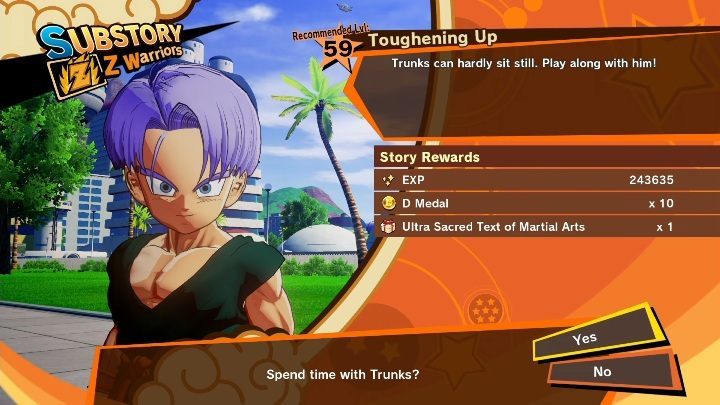 Time frame: From Majin Buu Reborn - Episode 1: Good News to Episode 2: Time for the Tournament - Toughening Up | Side mission in DBZ Kakarot - Majin Buu Reborn - Dragon Ball Z Kakarot Guide