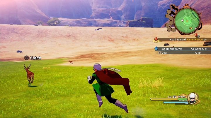 Your goal is to collect 10 units of deer meat - Chiaotzu the Champ | Side mission in DBZ Kakarot - Majin Buu Reborn - Dragon Ball Z Kakarot Guide