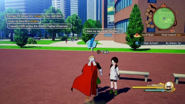 The last part is to play a match on the school field - The Great Ladiesman | Side mission in DBZ Kakarot - Majin Buu Reborn - Dragon Ball Z Kakarot Guide