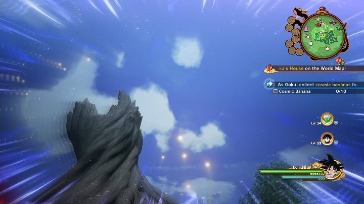 Fly to the place indicated on the map, and then start collecting space bananas - Bummed about Bananas | Side mission in DBZ Kakarot - Android Terror Arrives - Dragon Ball Z Kakarot Guide