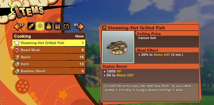 If you arent in the middle of a fight, you can use an item by opening the right menu - Items | DBZ Kakarot basics - Basics - Dragon Ball Z Kakarot Guide