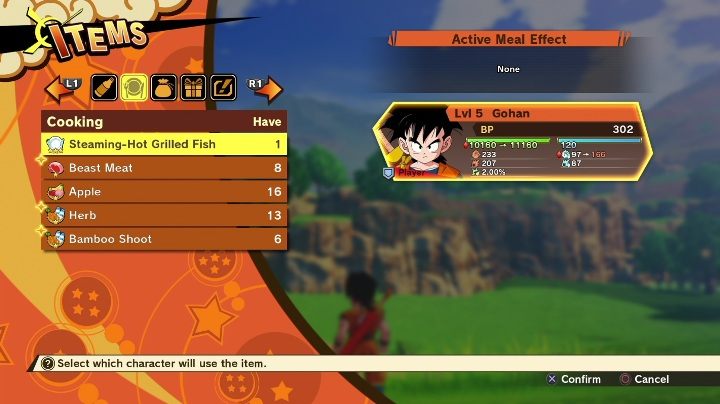 Browse through the available items and select the one you are interested in - Items | DBZ Kakarot basics - Basics - Dragon Ball Z Kakarot Guide