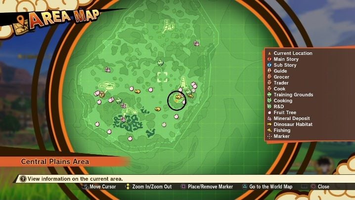 You can use the map to determine your current location - we marked it in the screenshot above - Map | DBZ Kakarot basics - Basics - Dragon Ball Z Kakarot Guide