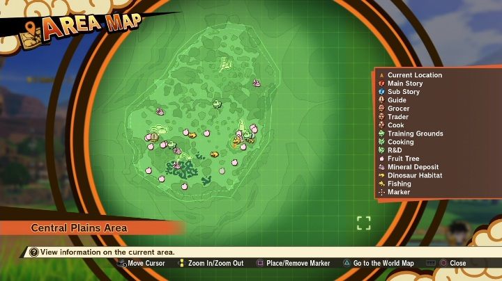 The map also shows - Map | DBZ Kakarot basics - Basics - Dragon Ball Z Kakarot Guide