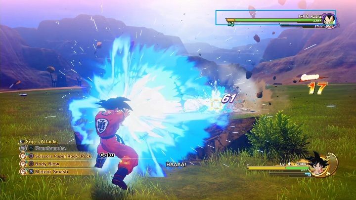 The enemys health bar is displayed in the upper right corner of the screen - Combat system | DBZ Kakarot basics - Basics - Dragon Ball Z Kakarot Guide
