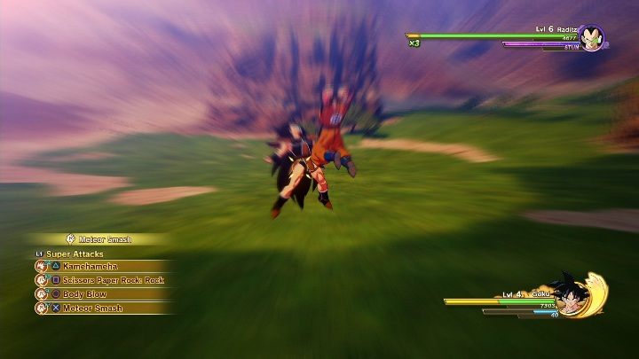 Before using a super attack, you need to open the attack palette and choose which one you want to perform - Combat system | DBZ Kakarot basics - Basics - Dragon Ball Z Kakarot Guide