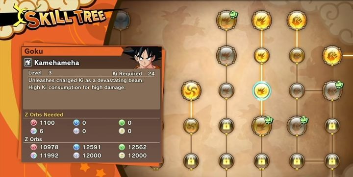 You will very quickly come across orbs with the letter Z - Character progression system | DBZ Kakarot basics - Basics - Dragon Ball Z Kakarot Guide