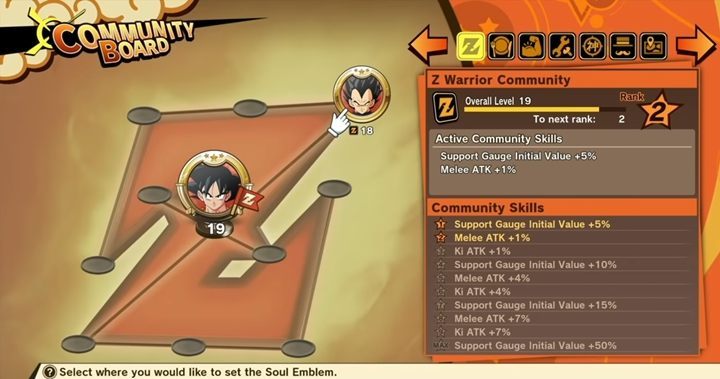 The last way to develop a character is to use the so-called Community Board - Character progression system | DBZ Kakarot basics - Basics - Dragon Ball Z Kakarot Guide