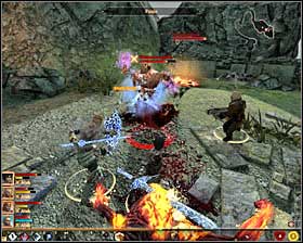 Right after the battles start, attack Innley #1, because he can cast very powerful spells - Bounty Hunter - Act II - Dragon Age II Game Guide