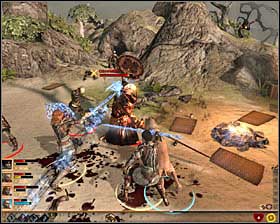 As usual click on Heborah and start the battle with quick elimination of runaway Mage 1 - Bounty Hunter - Act II - Dragon Age II Game Guide