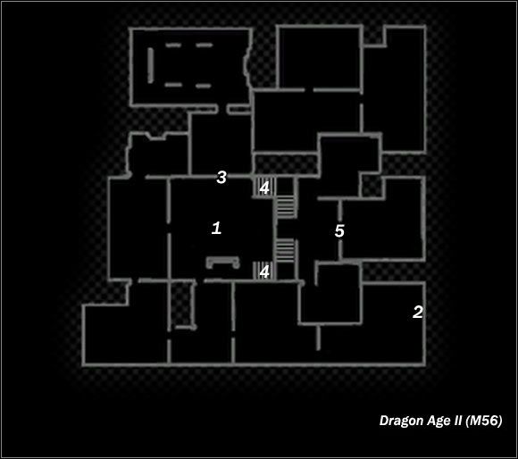 Legend - Map M55 Arlans Hideaway; Map M56 Bartrand Estate | Maps - Maps - Dragon Age II Game Guide