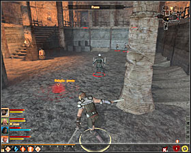 Id suggest fighting inside the small room in which you began exploring the warehouse #1 - Wayward Son - p. 1 - Act I - Dragon Age II Game Guide