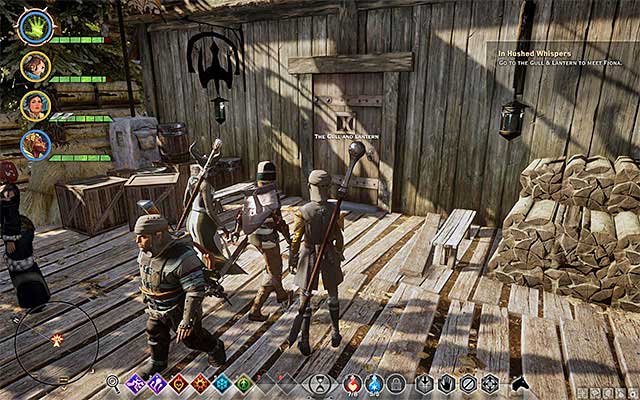 The entrance to the Redcliffe tavern - Dragon Age Inquisition: In Hushed Whispers (siding with mages) - Main storyline quests (The Path of the Inquisitor) - Dragon Age: Inquisition Game Guide & Walkthrough