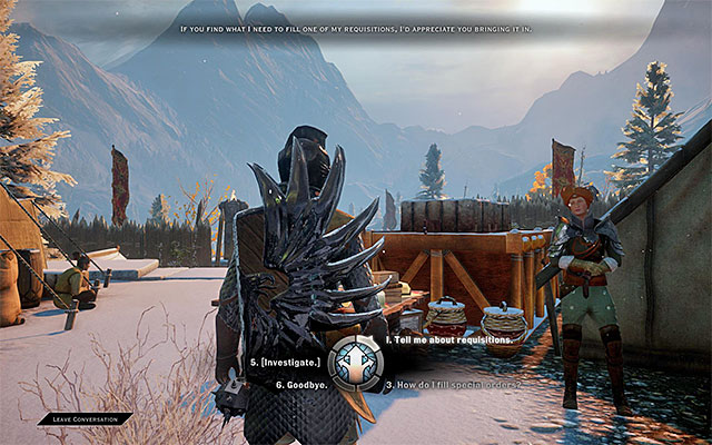 An example quartermaster in Haven - Dragon Age Inquisition: Requisitions - Crafting - Dragon Age: Inquisition Game Guide & Walkthrough