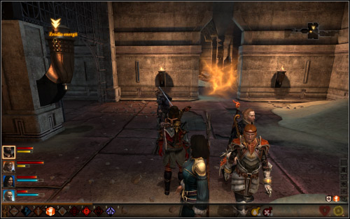 In the first room Larius will tell you about the old security systems in the prison like the magic barrier blocking the passage - Walkthrough - Corypheus's Prison - Riannon's Floor - Dragon Age II: Legacy - Game Guide and Walkthrough