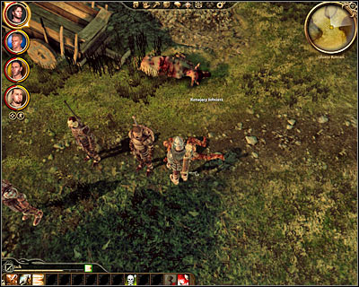 - During your time spent in the wilds explore a large clearing located to the south of the starting area and you should be able to encounter a dying soldier (M22, 1) - Dragon Age Origins: Ostagar and Korcari wilds main map - World Atlas - Maps - Main areas - Dragon Age: Origins Game Guide