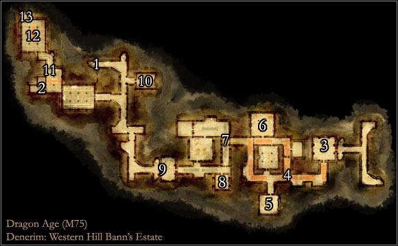 1 - Dragon Age Origins: Denerim - Western Hill Banns Estate map - Maps of locations - Dragon Age: Origins Game Guide