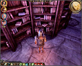 Step 3: Find the first book located in the northern row of the southern section of the library (M33, 18) - Dragon Age Origins: Summoning sciences - The Circle tower - Dragon Age: Origins Game Guide