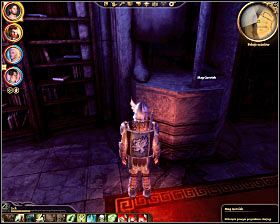 Step 8: Click on huge statue of mage Gorvish (western wall of the northern section of the library) (M33, 19) - Dragon Age Origins: Summoning sciences - The Circle tower - Dragon Age: Origins Game Guide