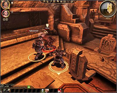 You can find the goods being sold by Oskias by using brute force and searching his bags (ignore his protests) or by using your persuasion skills - Dragon Age Origins: Berahts goodwill - Origin story: Dwarf commoner - Dust Town (Prologue) - Dragon Age: Origins Game Guide