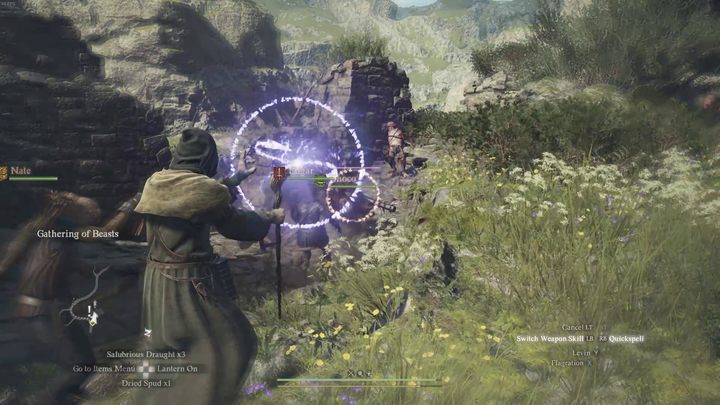 If you are close enough to the enemy, a circle will appear around them during the incantation to help you aim - Dragons Dogma 2: How to cast spells? - Mechanics and Collectibles - Dragons Dogma 2 Guide