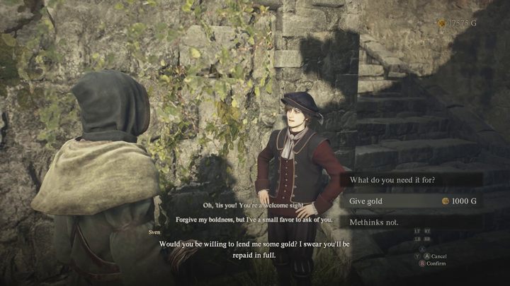 The second meeting with Sven will happen sometime later - Dragons Dogma 2: Should I give gold to Sven? - Important Choices - Dragons Dogma 2 Guide