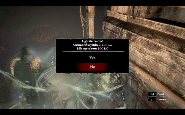 Beacons, the magic lanterns - they give large amount of light and after lighting up the hit enemies with a magic attack - Corridor of the Hallowed - Walkthrough - Dragons Dogma - Game Guide and Walkthrough