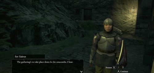 Mason will point you to your targets - go to one of them to express your interest in a mysterious cult - Seeking Salvation - Act II - Dragons Dogma - Game Guide and Walkthrough