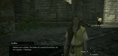 In short: Steffen is looking for a powerful tome - Salomet's Grimoire - A Troublesome Tome - Act I - Dragons Dogma - Game Guide and Walkthrough