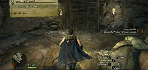 Enter the cave and turn left at the first fork - Of Merchants and Monsters - Act II - Dragons Dogma - Game Guide and Walkthrough