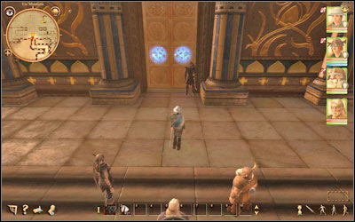 Unfortunately, massive gates are closed, in addition, the Palace Guard (M4, 4) is standing on watch - 3. Heal the Nurti chapel - Main quests - Drakensang: Phileassons Secret - Game Guide and Walkthrough