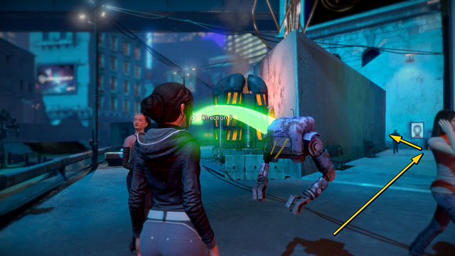 Go through the street next to the tourist and then upstairs (on the left) - Test Shitbots personality modules (a new path) - Chapter Two: Awakenings - Europolis - Dreamfall: Chapters - Game Guide and Walkthrough