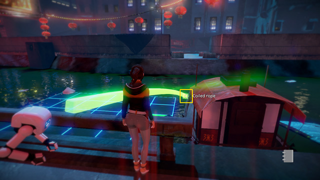 Point the coiled rope to the bot - Place the algae in the river (an old path) - Chapter Two: Awakenings - Europolis - Dreamfall: Chapters - Game Guide and Walkthrough