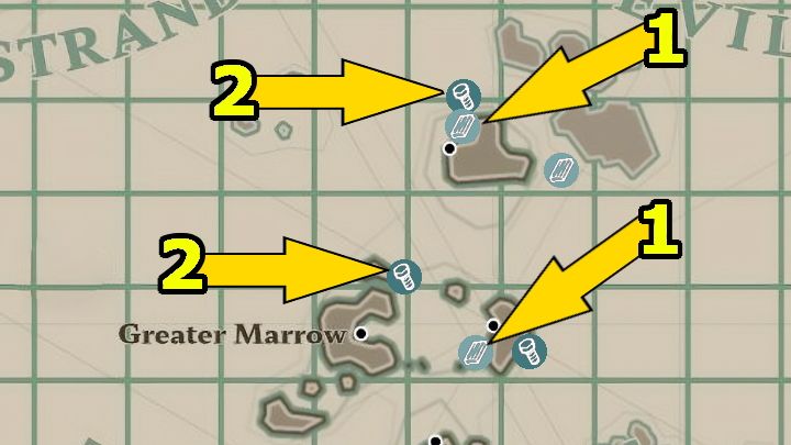 The first part of the quest tasks you with acquiring two pieces of Lumber (#1) and two pieces of Metal Scraps (#2) - Dredge: A Place to Rest - Pursuits - Dredge Guide