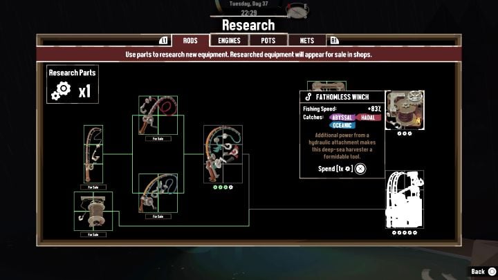 There is a better rod for Hadal fisheries than the one described above (Bottomless Lines) - Dredge: How to get a Hadal rod? - FAQ - Dredge Guide