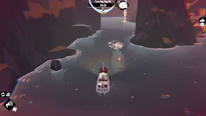 You can recognize the monster by its big red eye - Dredge: How to avoid the Gale Cliffs monster? - FAQ - Dredge Guide