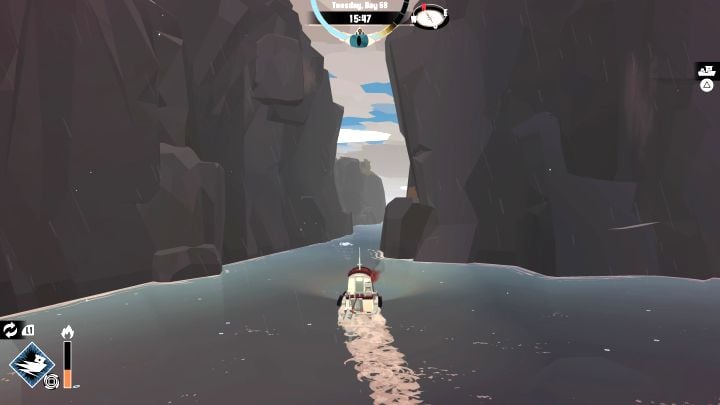 After the monster starts chasing you, use Haste to swim faster - Dredge: How to avoid the Gale Cliffs monster? - FAQ - Dredge Guide