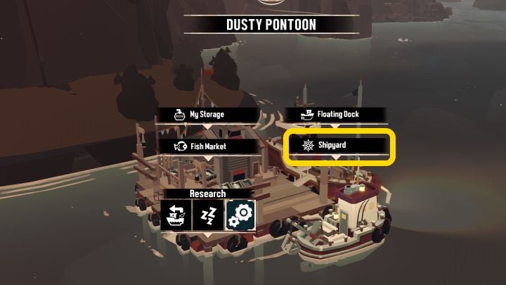 Once you're docked at any Pontoon location, choose the Shipyard option - Dredge: Where to get Refined Metal? - FAQ - Dredge Guide