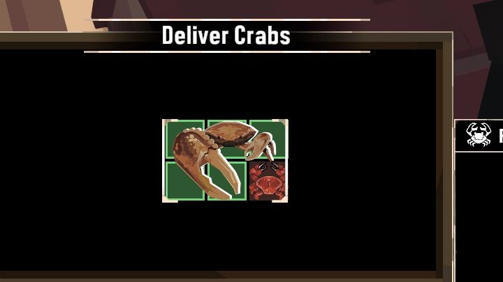 Once you have 1x Common Crab and 1x Fiddler Crab, return to the Fishmonger and put them into the slots on the left side of the screen - Dredge: Caught to Order - Pursuits - Dredge Guide