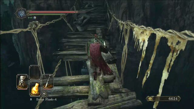 Watch out for holes in the bridge - Huntsmans Copse - the way to Undead Purgatory - Walkthrough - Dark Souls II - Game Guide and Walkthrough