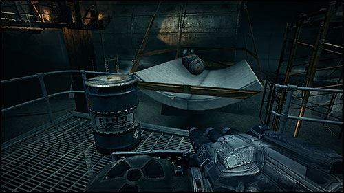 After throwing the first one which is right beside the crane, a lifter will enter with a bang and a group of pigs will come in - 21.1. The Clarifier - Campaign - Duke Nukem Forever - Game Guide and Walkthrough