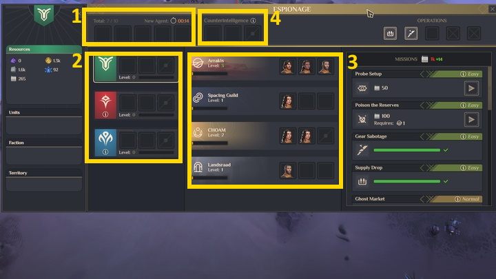 Espionage is one of the very important functions in the game - Dune Spice Wars: Espionage, Counterintelligence, Infiltrations and Missions - Basics - Dune Spice Wars Guide