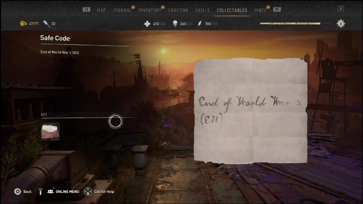 You'll find the envelope on a metal cabinet in a GRE container - Dying Light 2: Safe codes - list of all - Secrets & Collectables - Dying Light 2 Guide
