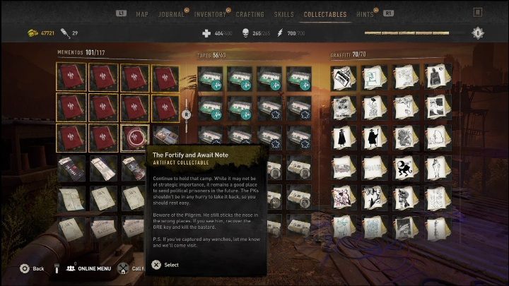 You can find this collectible in the bandit camp - Dying Light 2: Mementos (Lower Dam Ayre) - list of all - Lower Dam Ayre - Dying Light 2 Guide